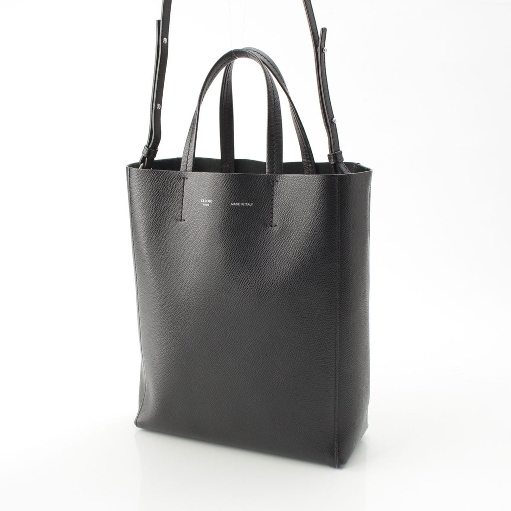 Celine Vertical Cabas Leather Handbag 2-Way Shoulder Black — view 2