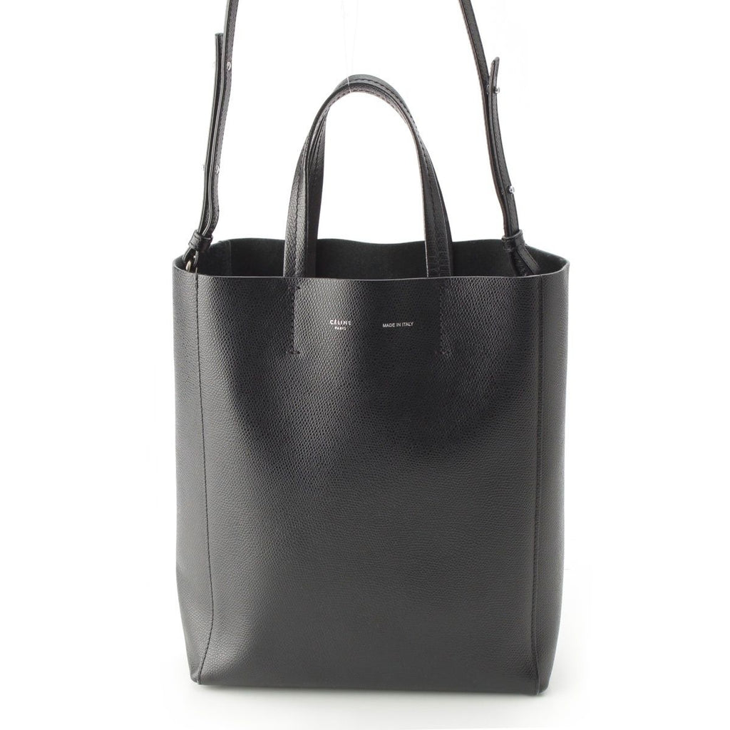 Celine Vertical Cabas Leather Handbag 2-Way Shoulder Black