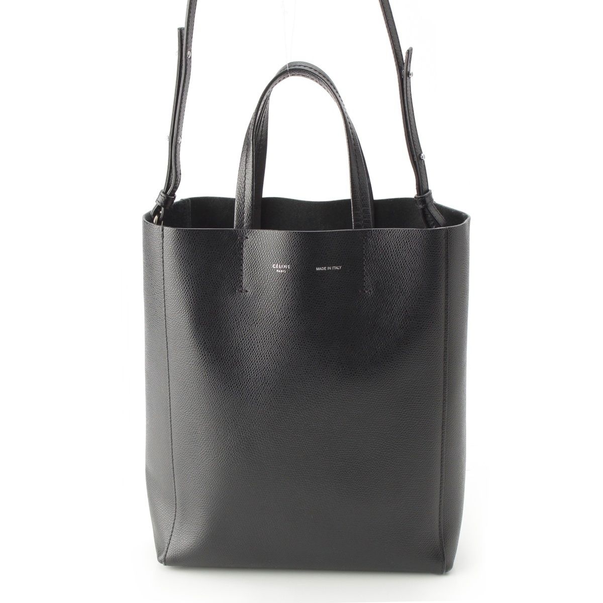 Celine Vertical Cabas Leather Handbag 2-Way Shoulder Black