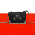 Prada Cahier Logo Leather Chain Mini Shoulder Bag Pochette Black