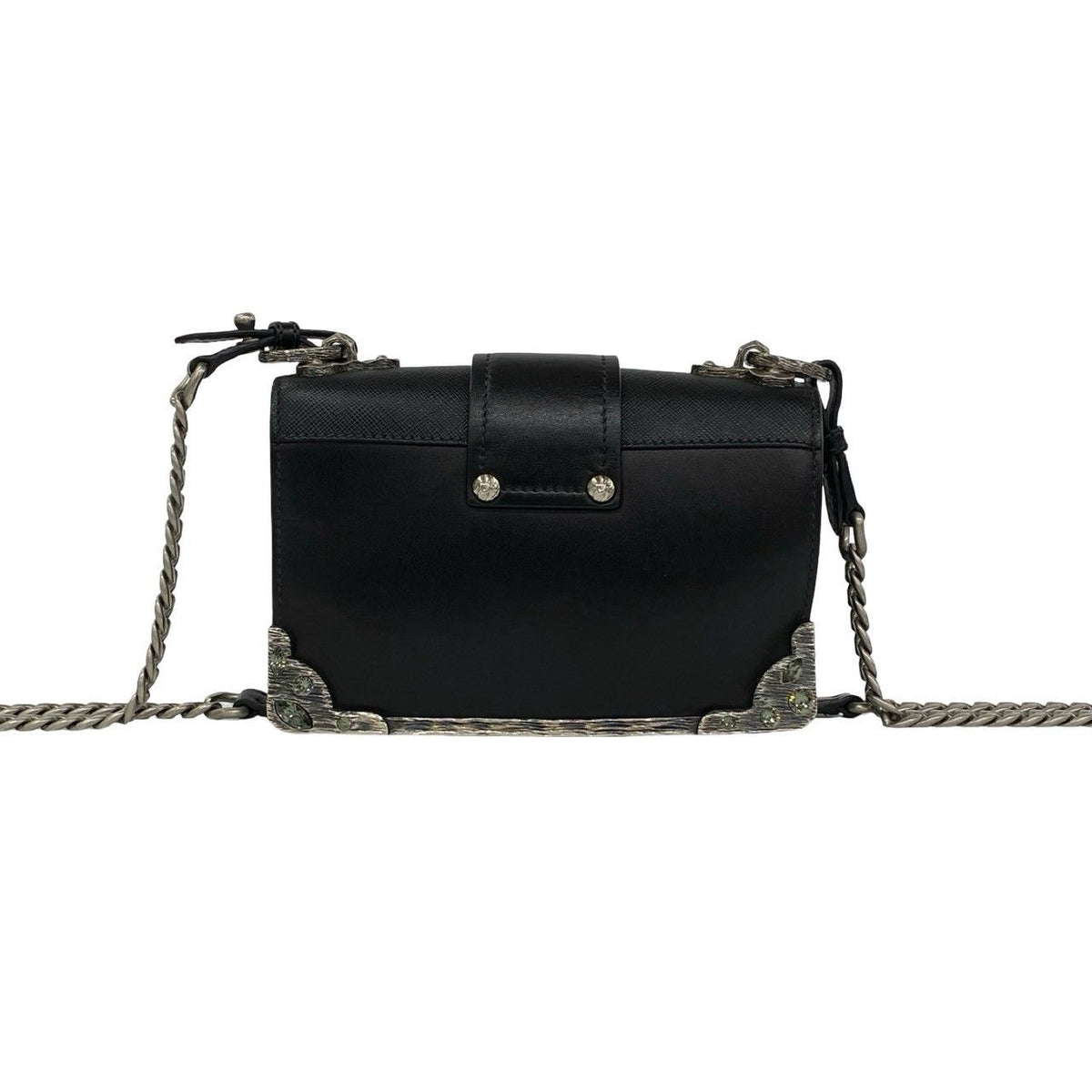 Prada Cahier Logo Leather Chain Mini Shoulder Bag Pochette Black — view 3