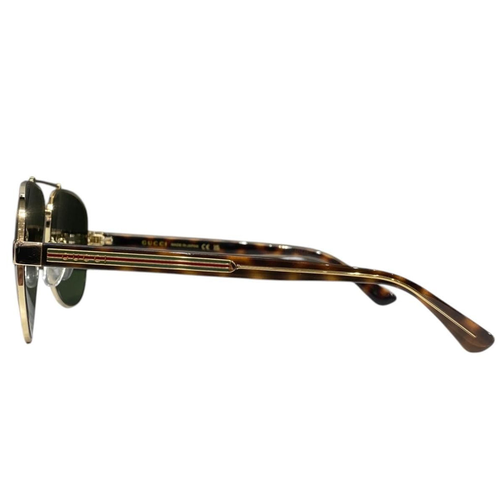 Gucci Sunglasses Web Stripe Frame Logo Tortoiseshell Green Brown Eyewear — view 4