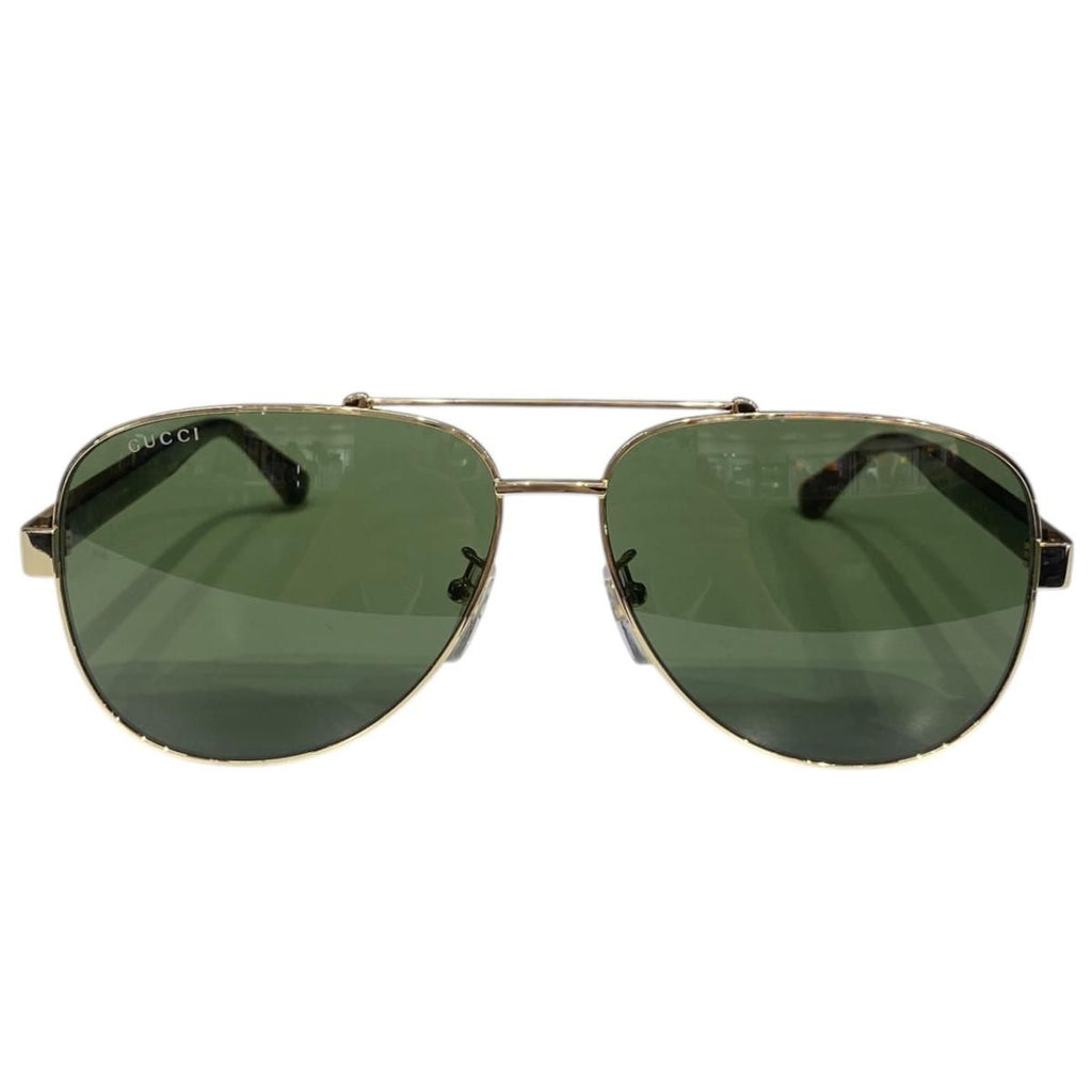 Gucci Sunglasses Web Stripe Frame Logo Tortoiseshell Green Brown Eyewear — view 3