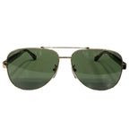 Gucci Sunglasses Web Stripe Frame Logo Tortoiseshell Green Brown Eyewear — view 3
