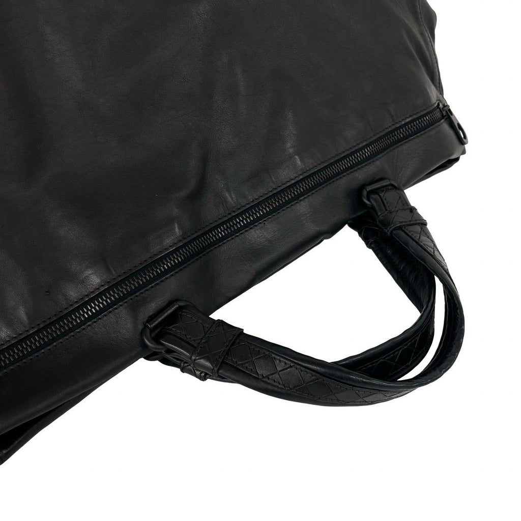 Bottega Veneta Intrecciato Leather Boston Bag Black — view 4