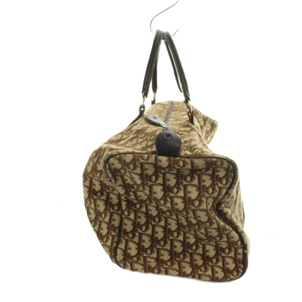 Dior Vintage Boston Bag Trotter Pattern Logo Leather Canvas Brown — view 4