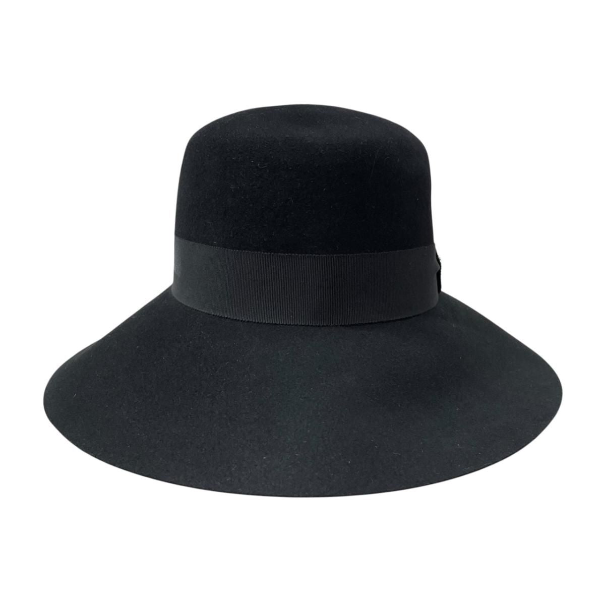 Hermes Hat Rope Hat Wool Black Silver Logo 59 Felt Cotton — view 3