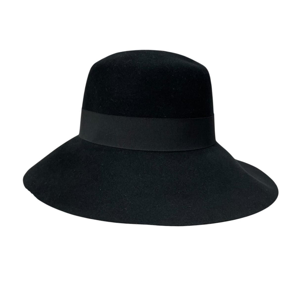Hermes Hat Rope Hat Wool Black Silver Logo 59 Felt Cotton — view 2