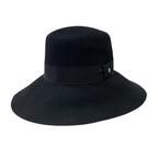 Hermes Hat Rope Hat Wool Black Silver Logo 59 Felt Cotton