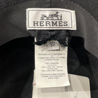 Hermes Hat Rope Hat Wool Black Silver Logo 59 Felt Cotton — view 7