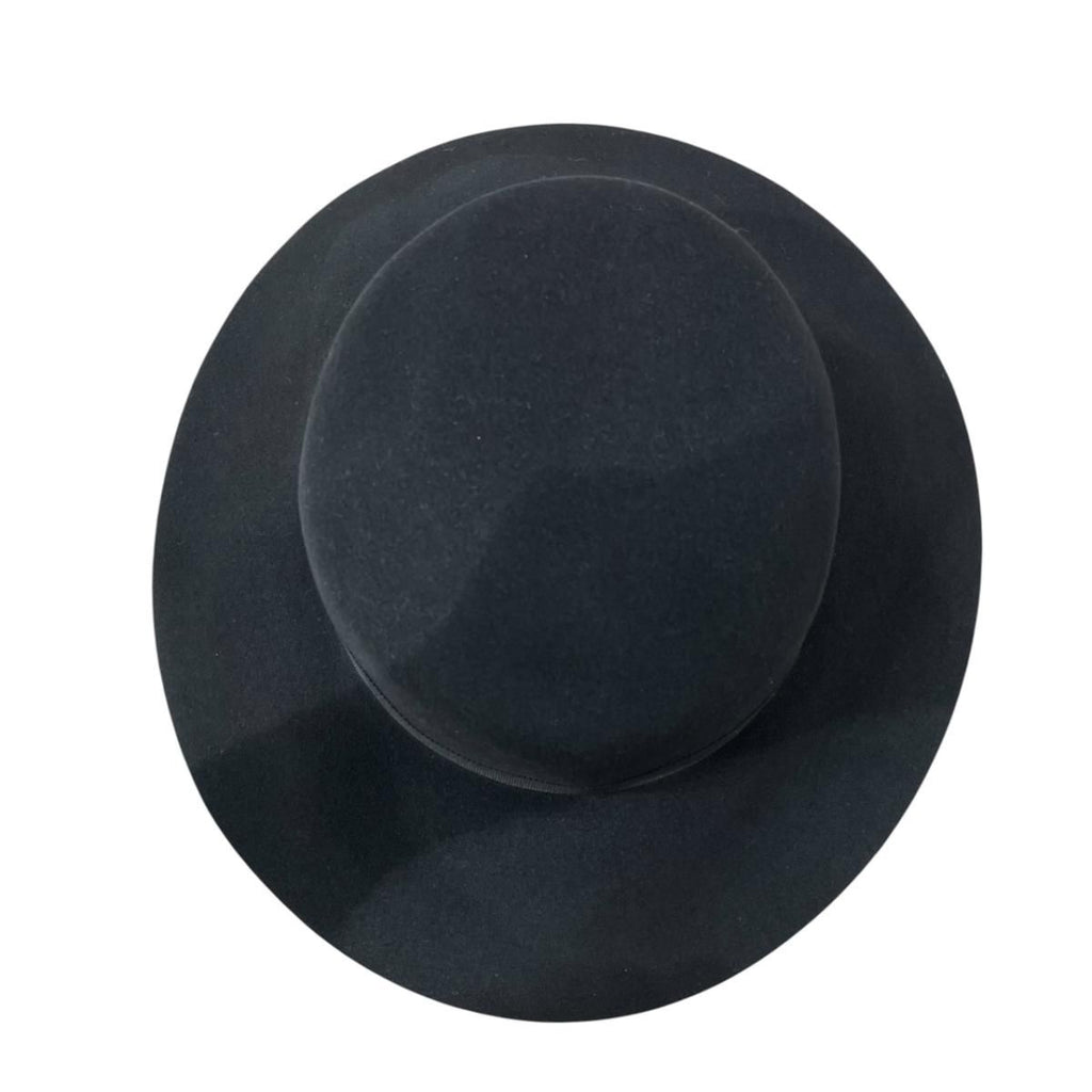 Hermes Hat Rope Hat Wool Black Silver Logo 59 Felt Cotton — view 4
