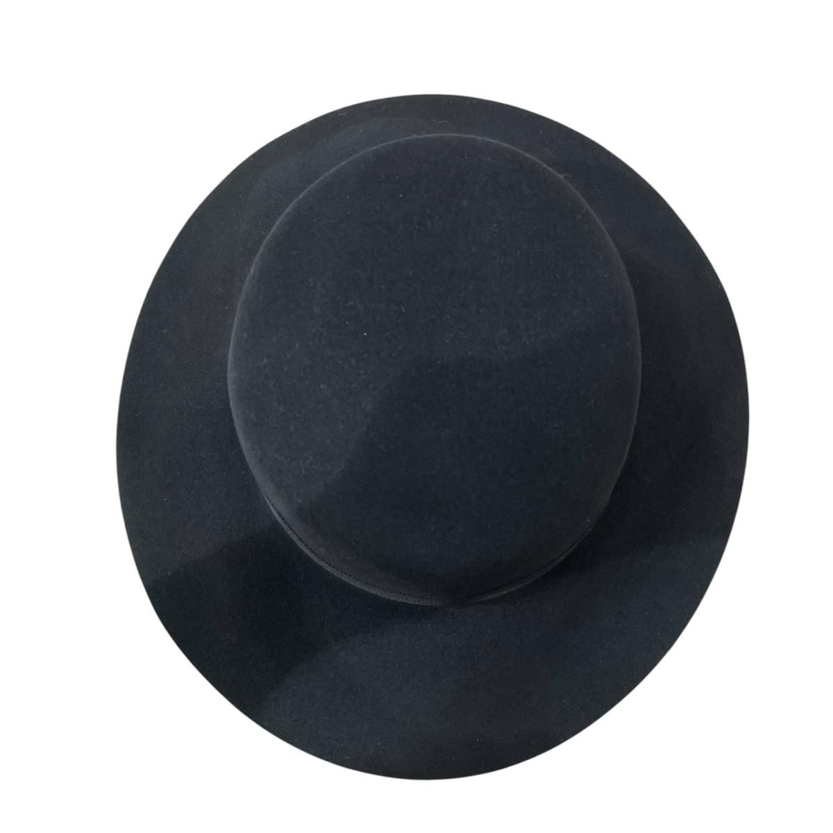 Hermes Hat Rope Hat Wool Black Silver Logo 59 Felt Cotton — view 4