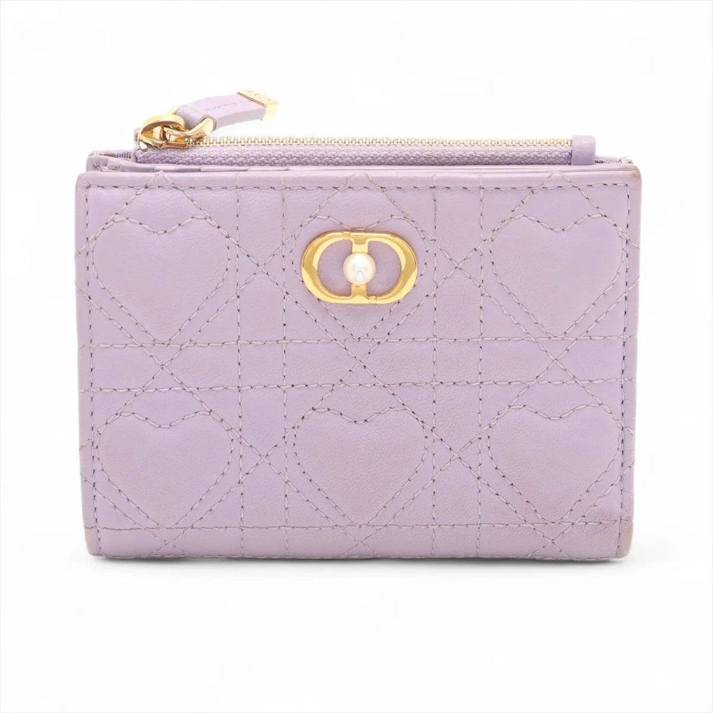Dior Cannage Heart Dahlia Leather Bifold Wallet Compact