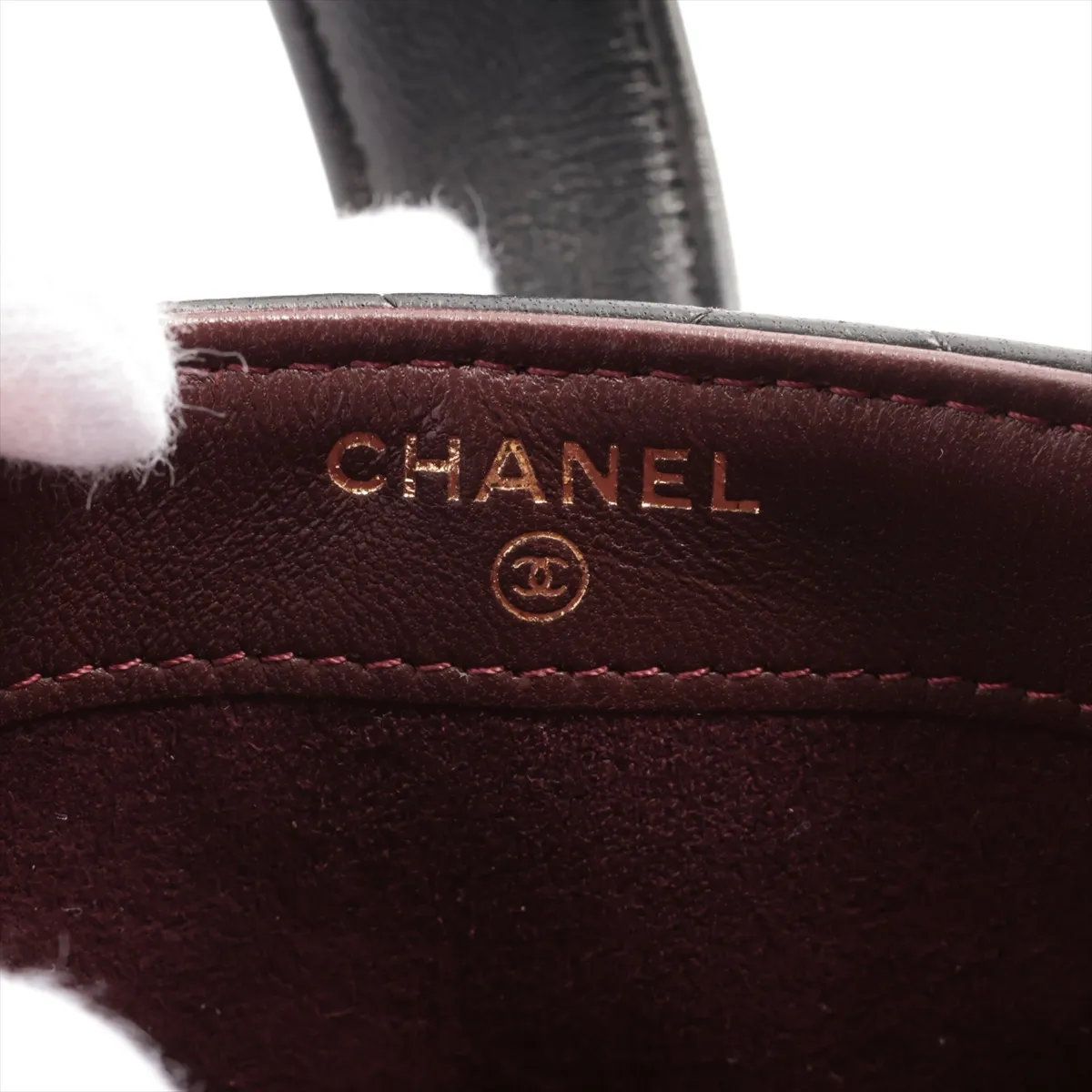 Chanel Quilted Lambskin Leather Pouch CC Logo Black — view 6
