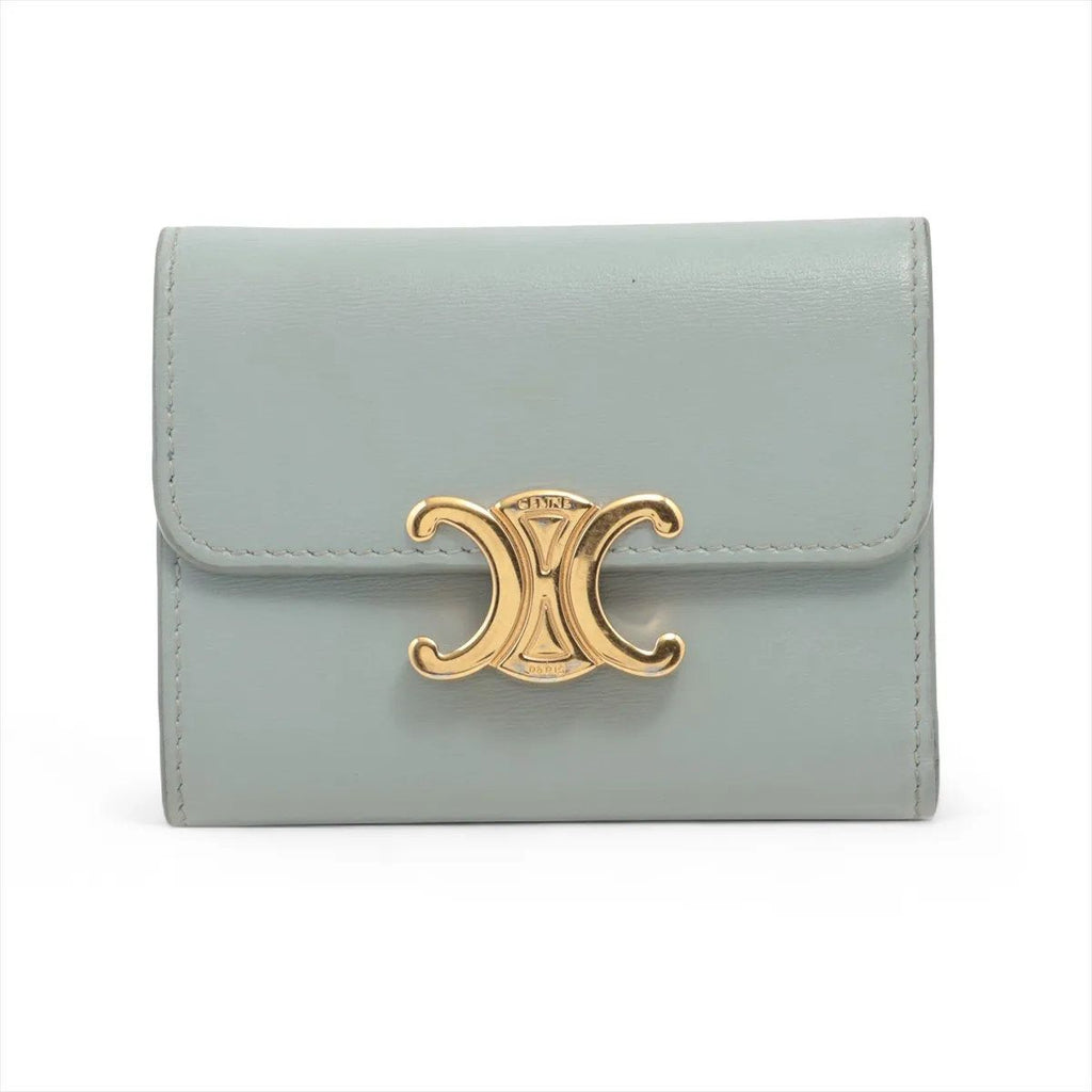Celine Triomphe Small Flap Wallet Leather Trifold Compact