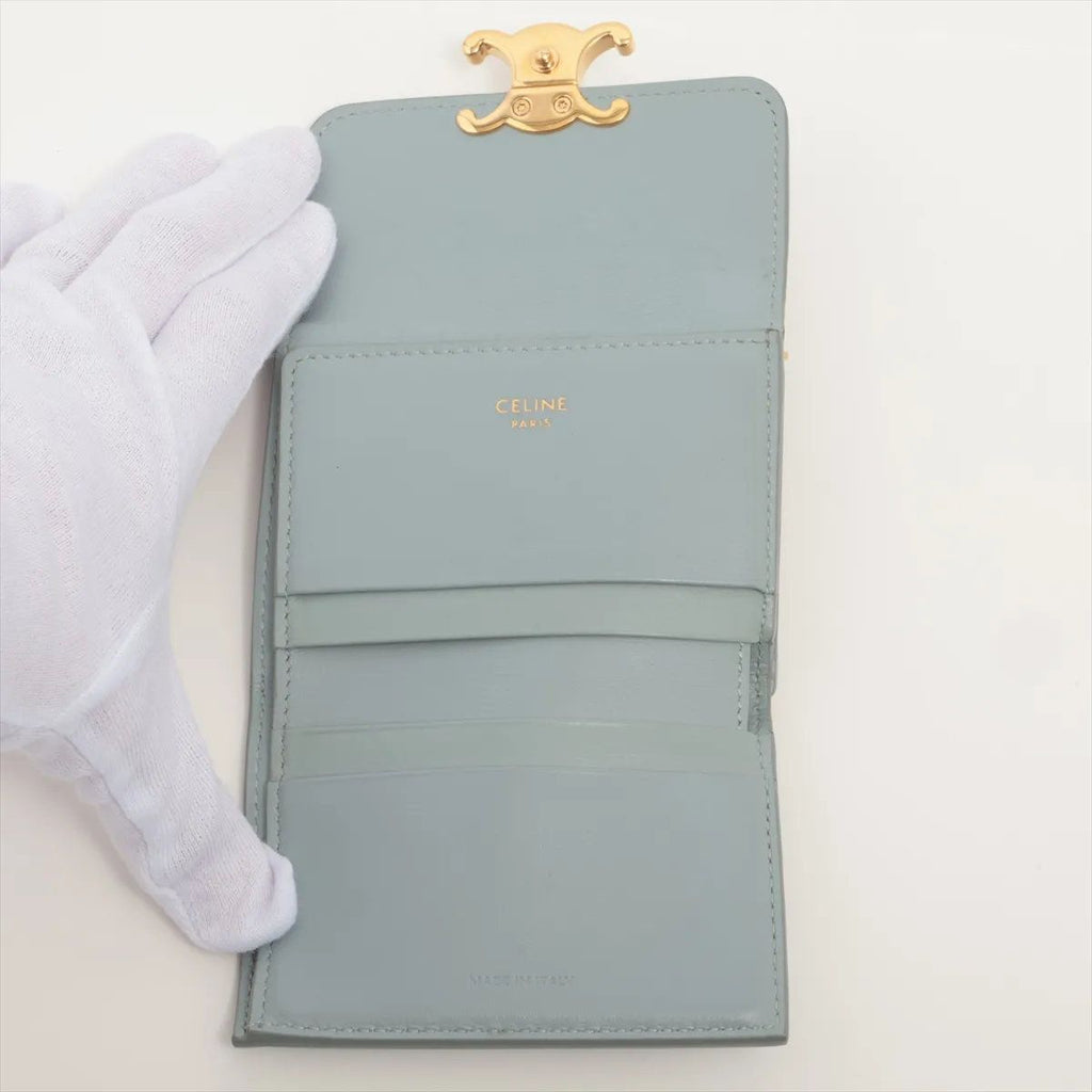 Celine Triomphe Small Flap Wallet Leather Trifold Compact — view 4