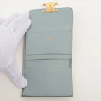 Celine Triomphe Small Flap Wallet Leather Trifold Compact — view 4