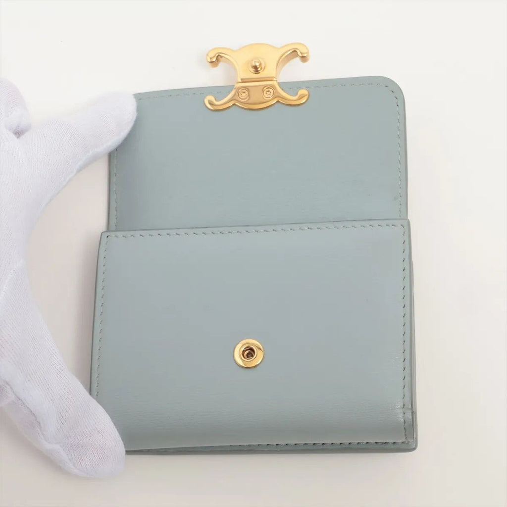 Celine Triomphe Small Flap Wallet Leather Trifold Compact — view 3