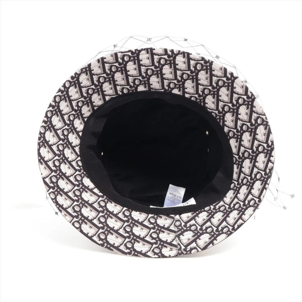 Dior Check Pattern Tulle Veil Bucket Hat 58 — view 4