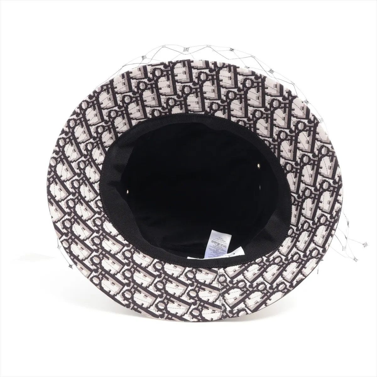 Dior Check Pattern Tulle Veil Bucket Hat 58 — view 4