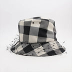 Dior Check Pattern Tulle Veil Bucket Hat 58 — view 3