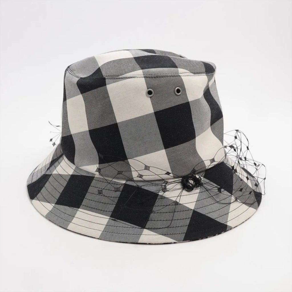 Dior Check Pattern Tulle Veil Bucket Hat 58 — view 2