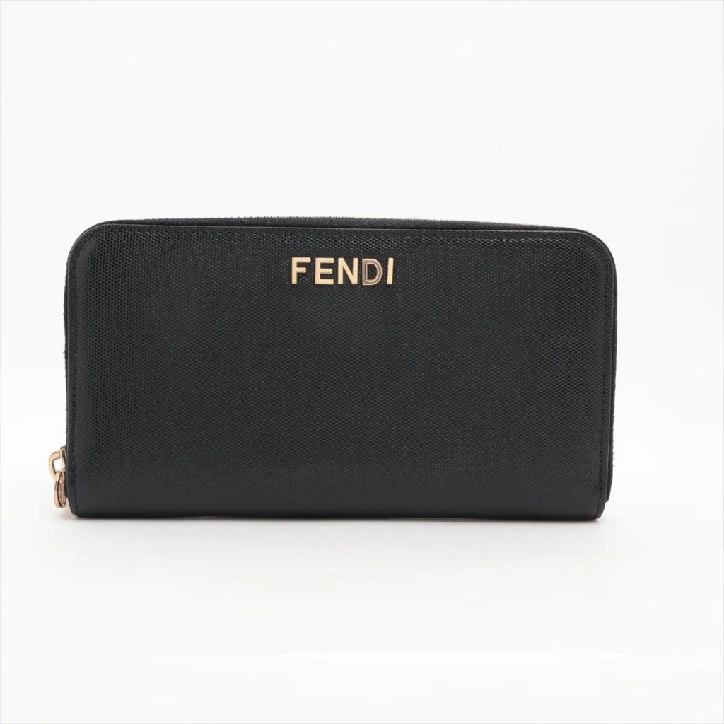 Fendi Leather Wallet Zip Around Black