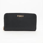 Fendi Leather Wallet Zip Around Black
