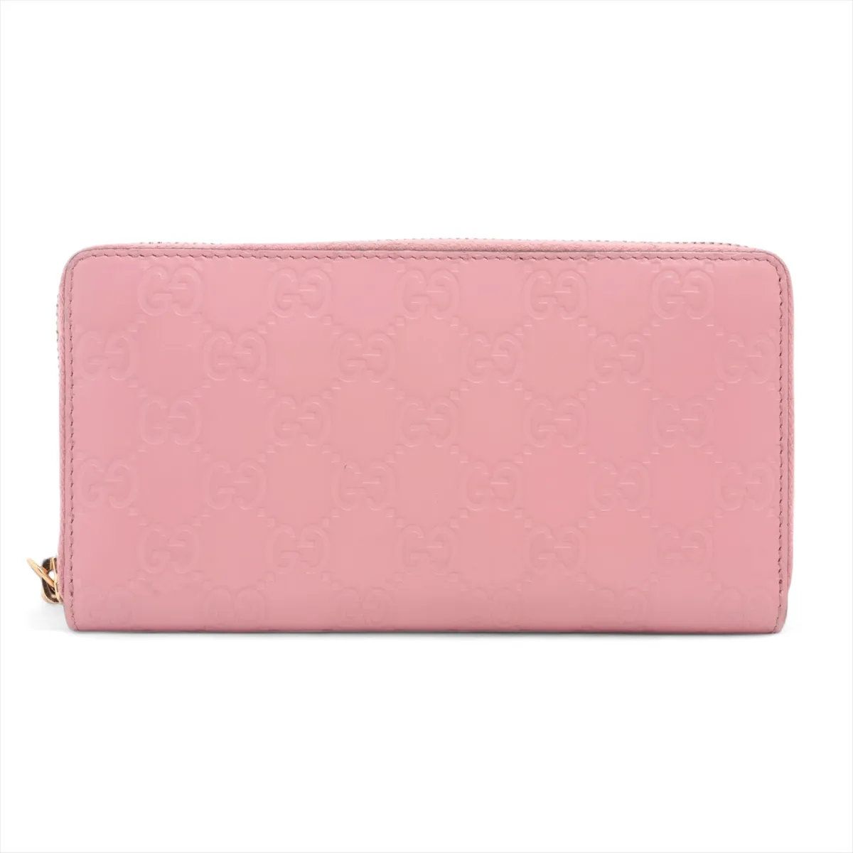 Gucci Guccissima Leather Wallet Zip Around Pink