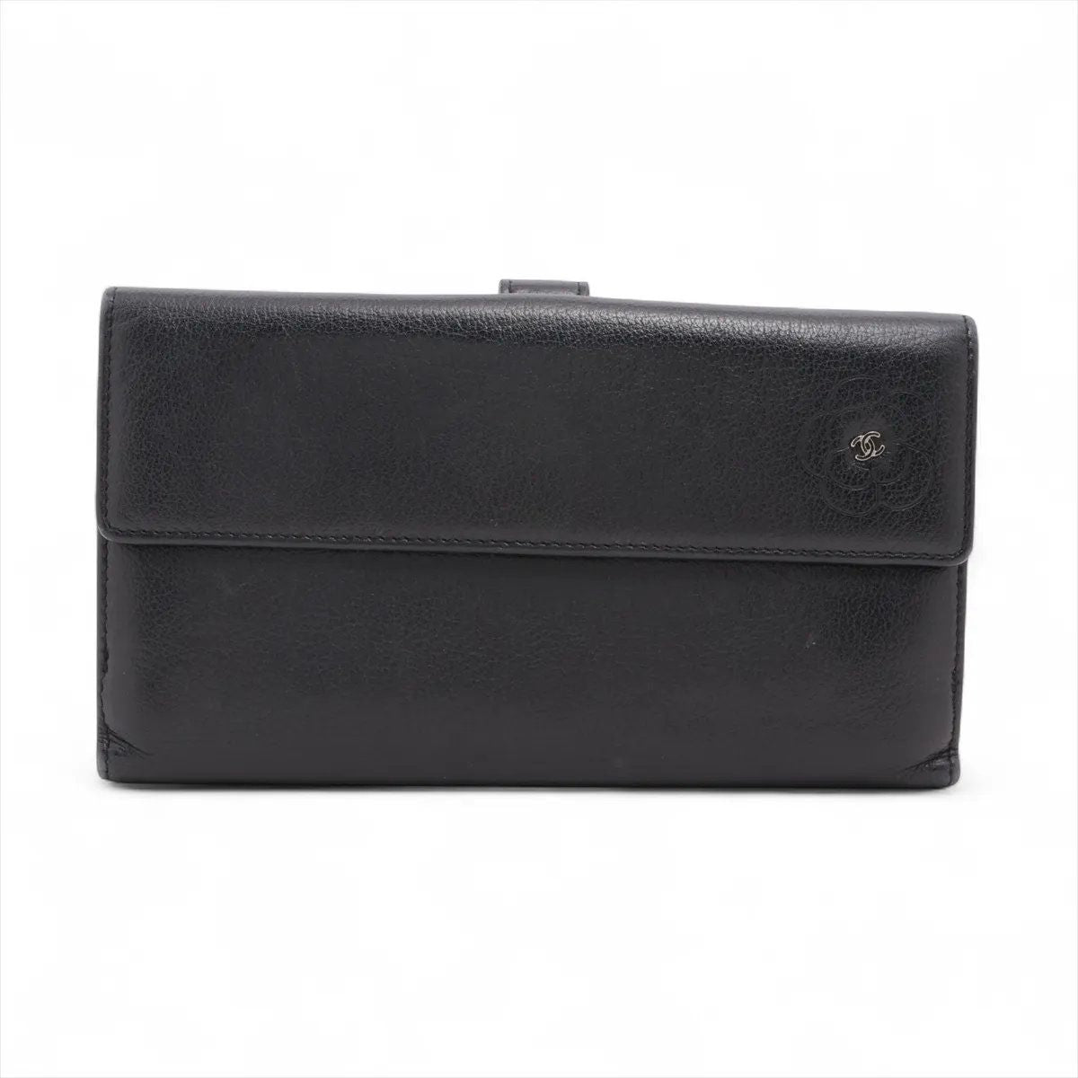 Chanel Card Camellia Lambskin Leather Wallet Bifold