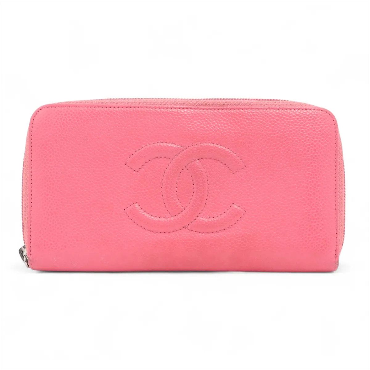 Chanel CC Logo Leather Wallet Zip Around