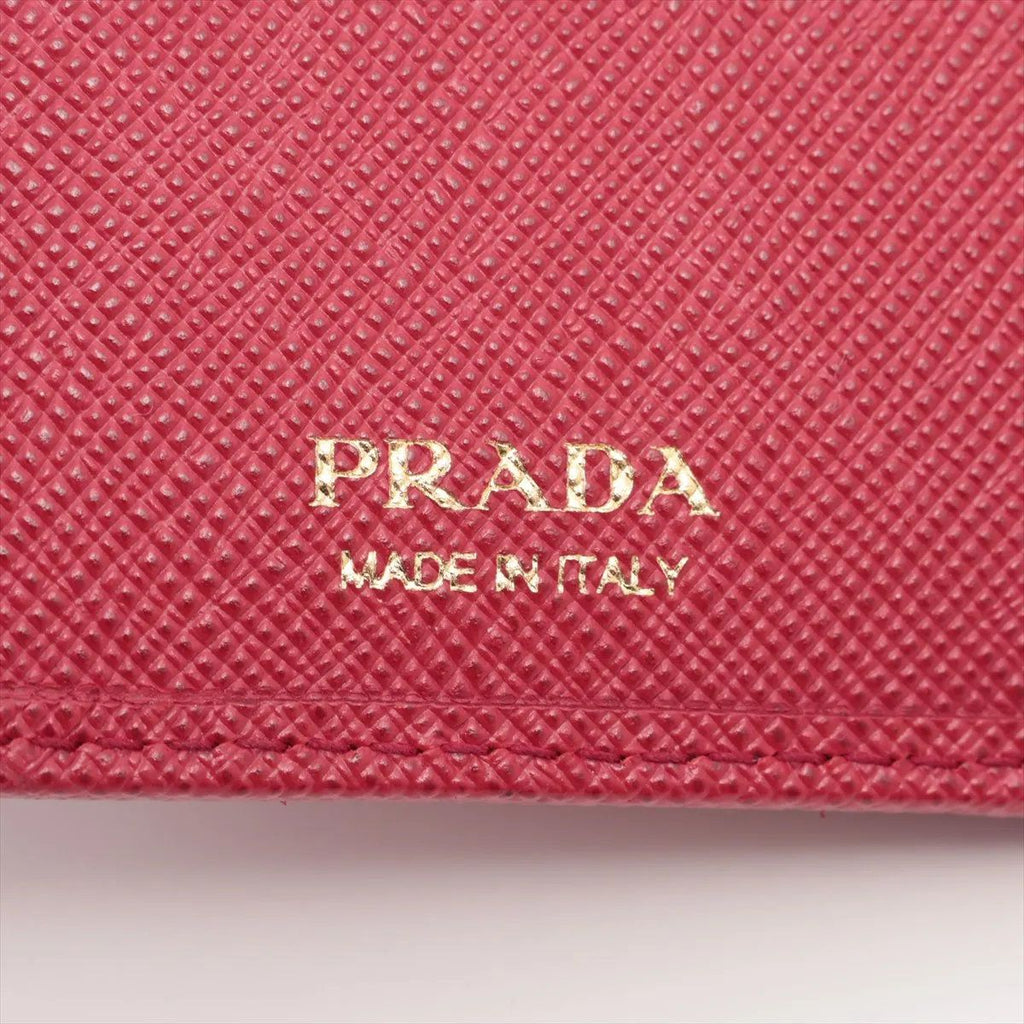 Prada Saffiano Leather Bifold Wallet Compact Pink — view 7