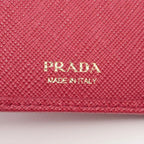 Prada Saffiano Leather Bifold Wallet Compact Pink — view 7