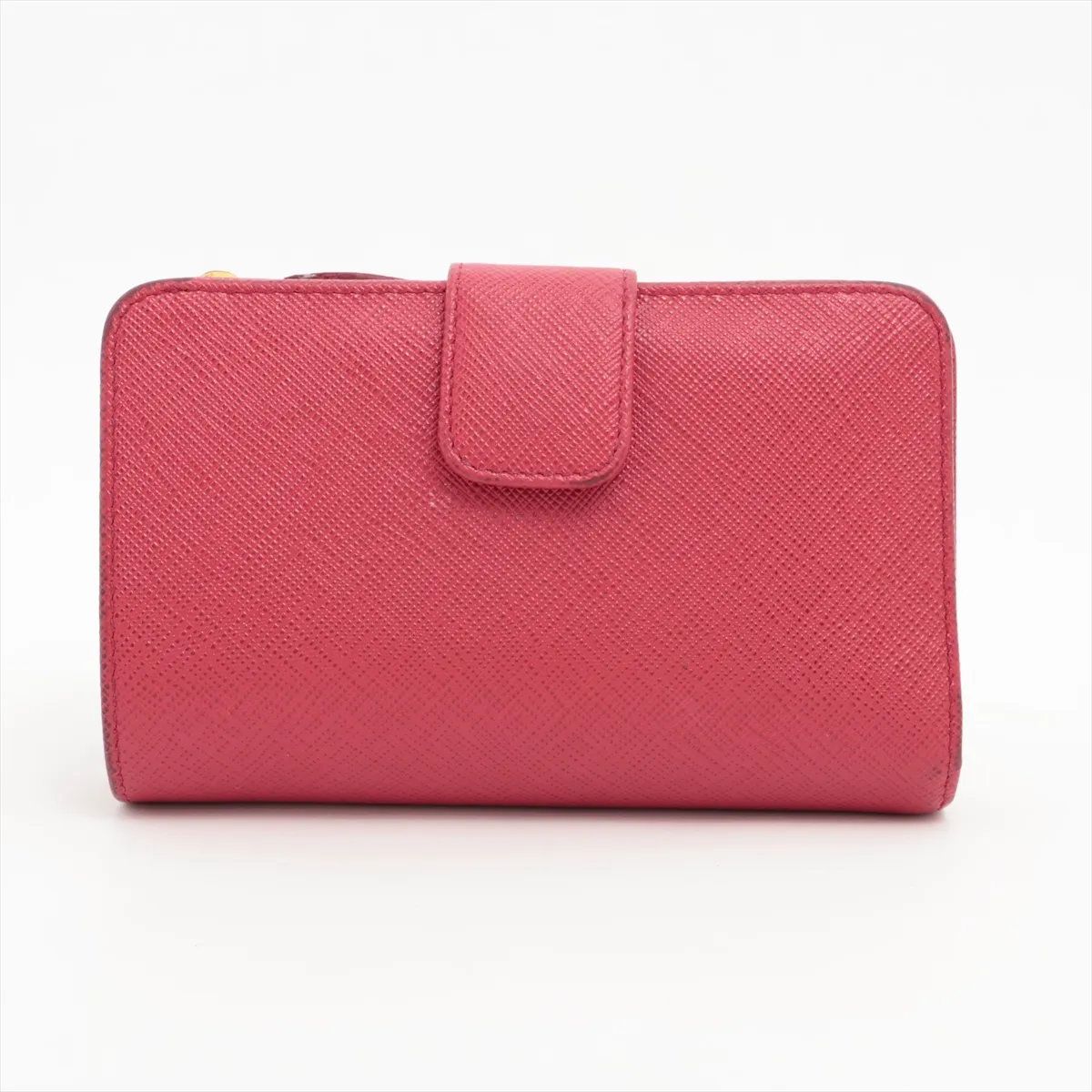 Prada Saffiano Leather Bifold Wallet Compact Pink — view 2