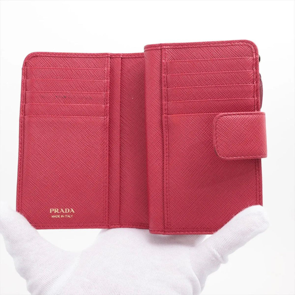 Prada Saffiano Leather Bifold Wallet Compact Pink — view 3