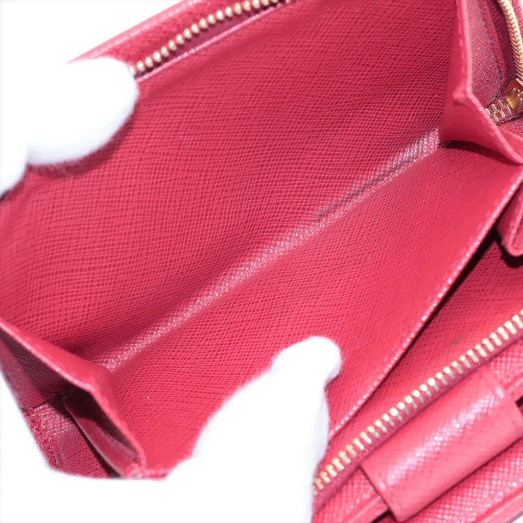 Prada Saffiano Leather Bifold Wallet Compact Pink — view 5