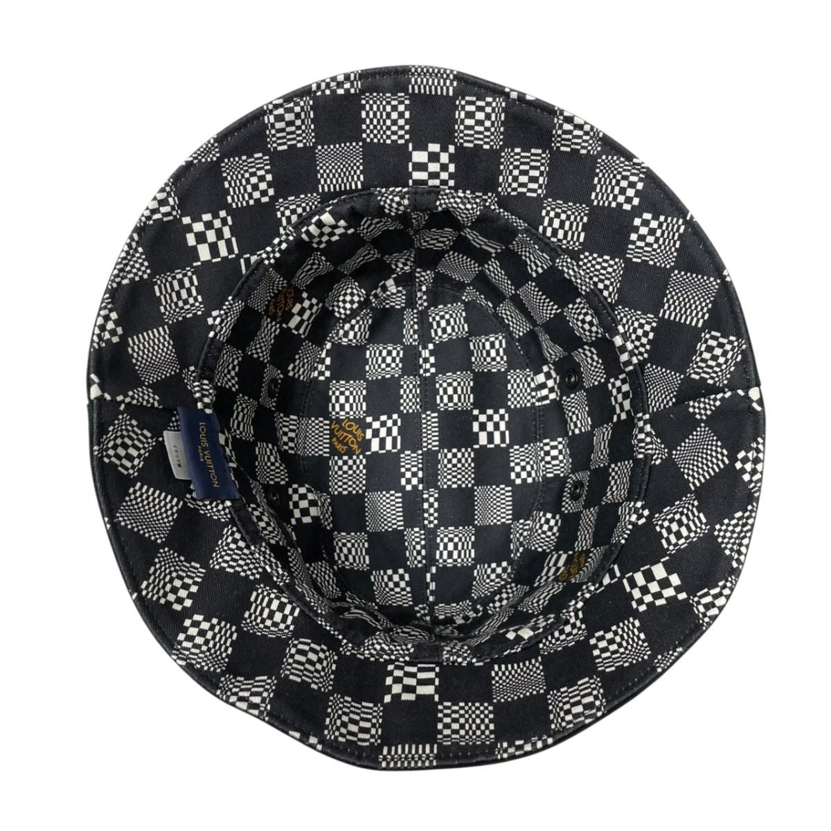 Louis Vuitton Bucket Hat Bonnet Distorted Damier Collection Cotton Black 60 — view 4