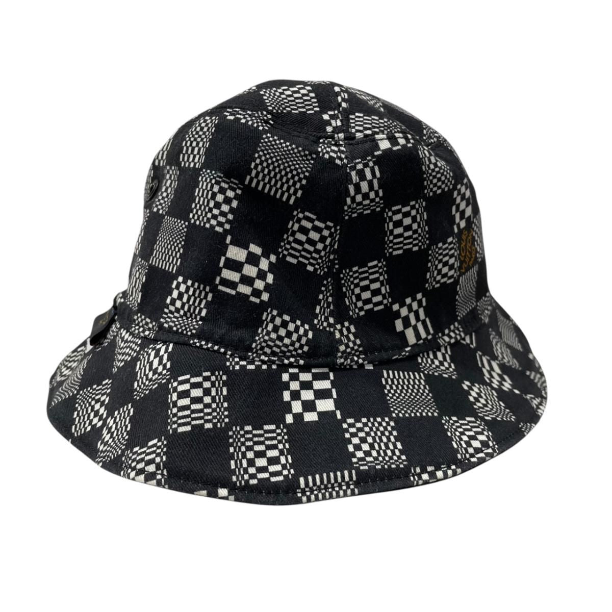 Louis Vuitton Bucket Hat Bonnet Distorted Damier Collection Cotton Black 60 — view 2