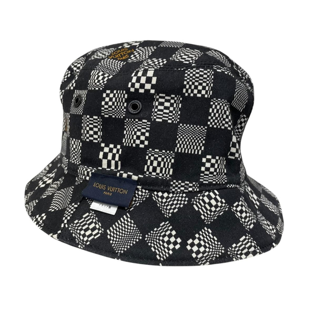 Louis Vuitton Bucket Hat Bonnet Distorted Damier Collection Cotton Black 60 — view 3