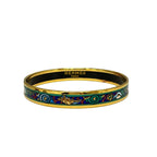 Hermes Bangle Enamel Gold Blue Multi Conch Bracelet