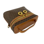 Celine Vintage Macadam Pattern Logo Ring Leather 2-Way Shoulder Bag Brown — view 4