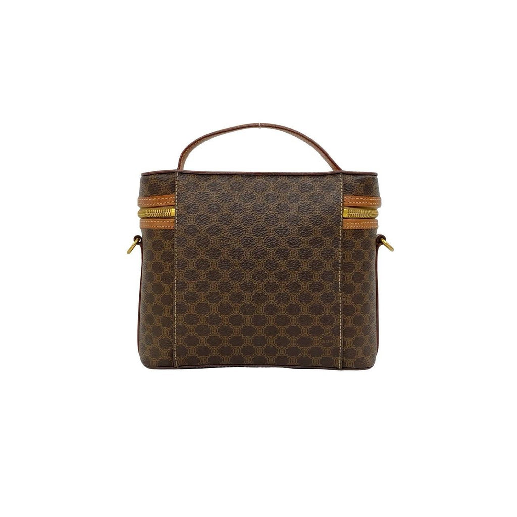 Celine Vintage Macadam Pattern Logo Ring Leather 2-Way Shoulder Bag Brown — view 3