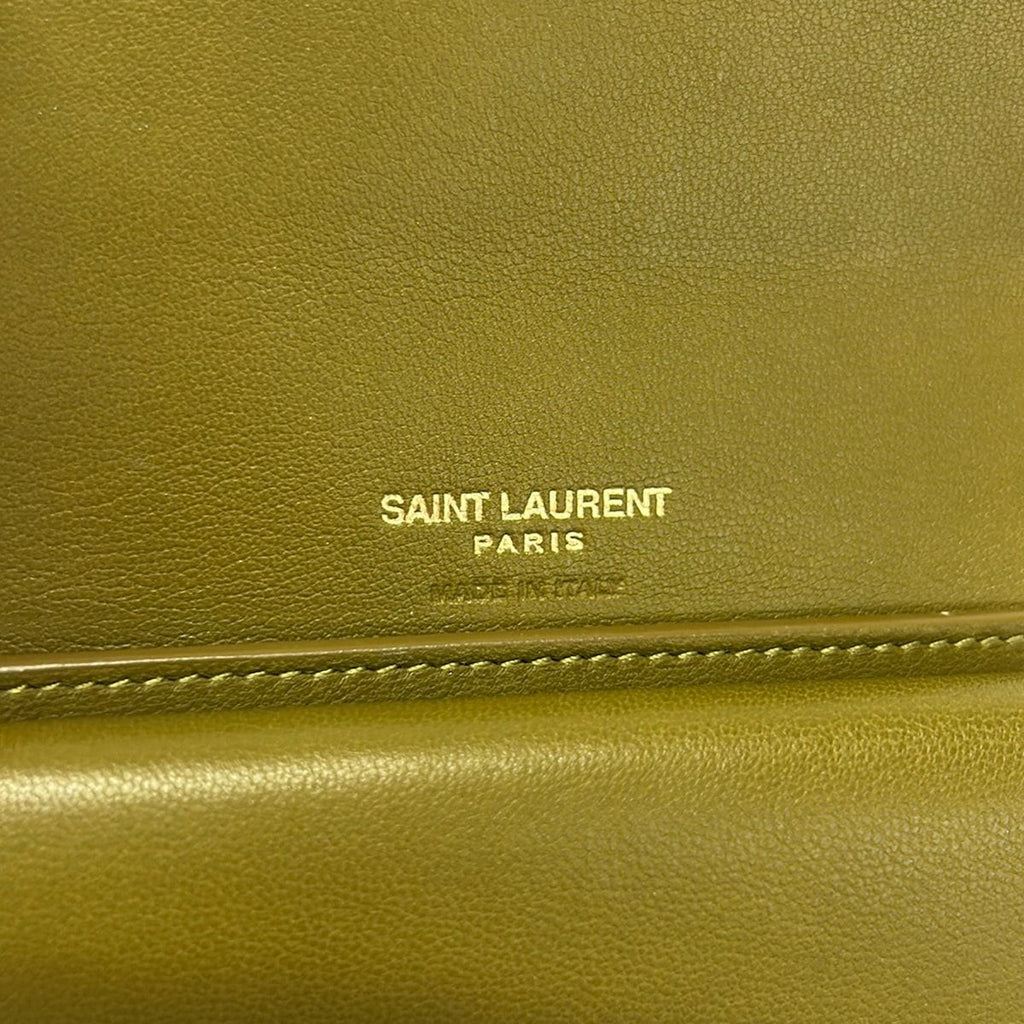 Saint Laurent Paris Trifold Wallet Cassandra Matelasse Carre Multi Fold Khaki — view 5