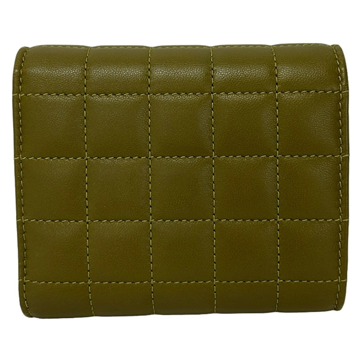 Saint Laurent Paris Trifold Wallet Cassandra Matelasse Carre Multi Fold Khaki — view 2