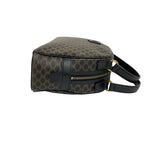 Celine Vintage Macadam Blason Pattern Leather Boston Bag Black Brown — view 6