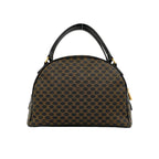 Celine Vintage Macadam Blason Pattern Leather Boston Bag Black Brown — view 3