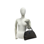 Celine Vintage Macadam Blason Pattern Leather Boston Bag Black Brown — view 2