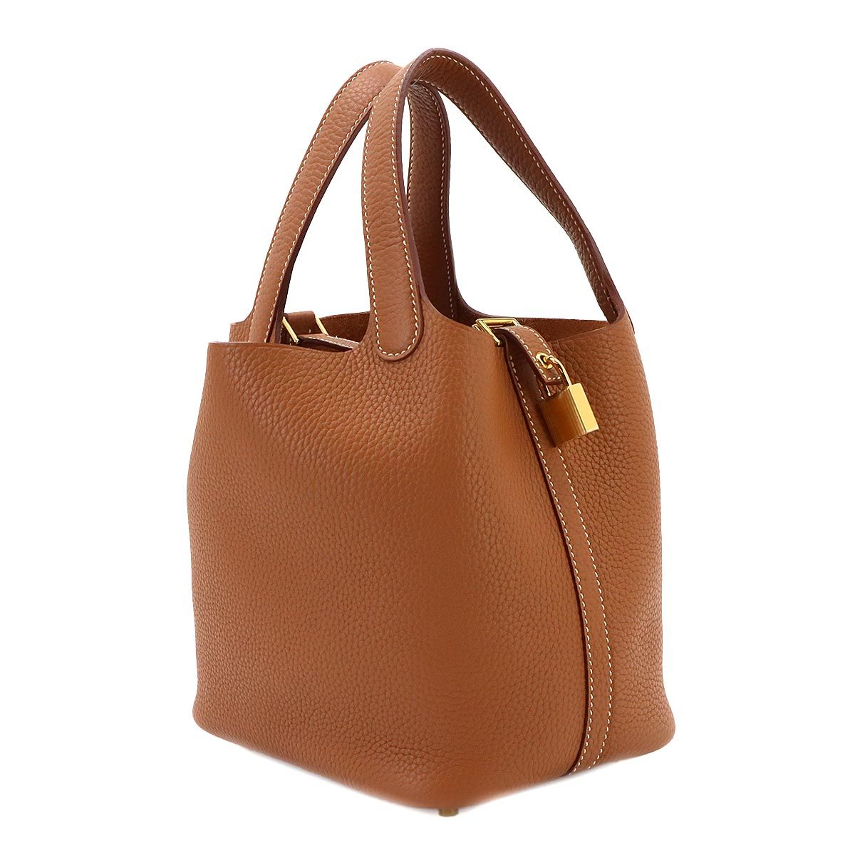 Hermes Picotin Lock PM Hand Bag Taurillon Clemence Gold — view 4