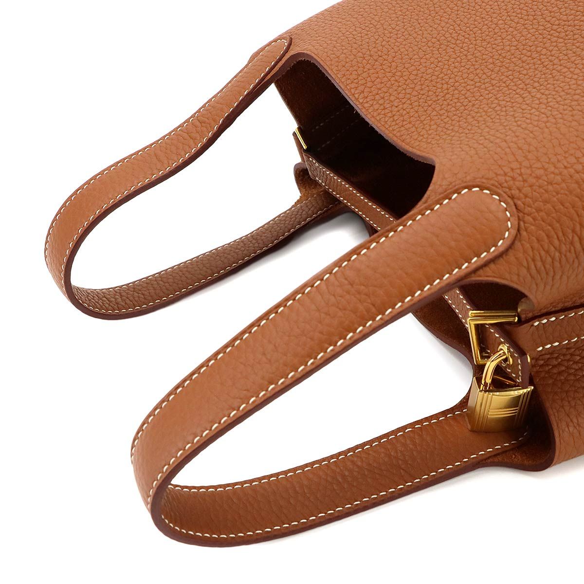 Hermes Picotin Lock PM Hand Bag Taurillon Clemence Gold — view 6