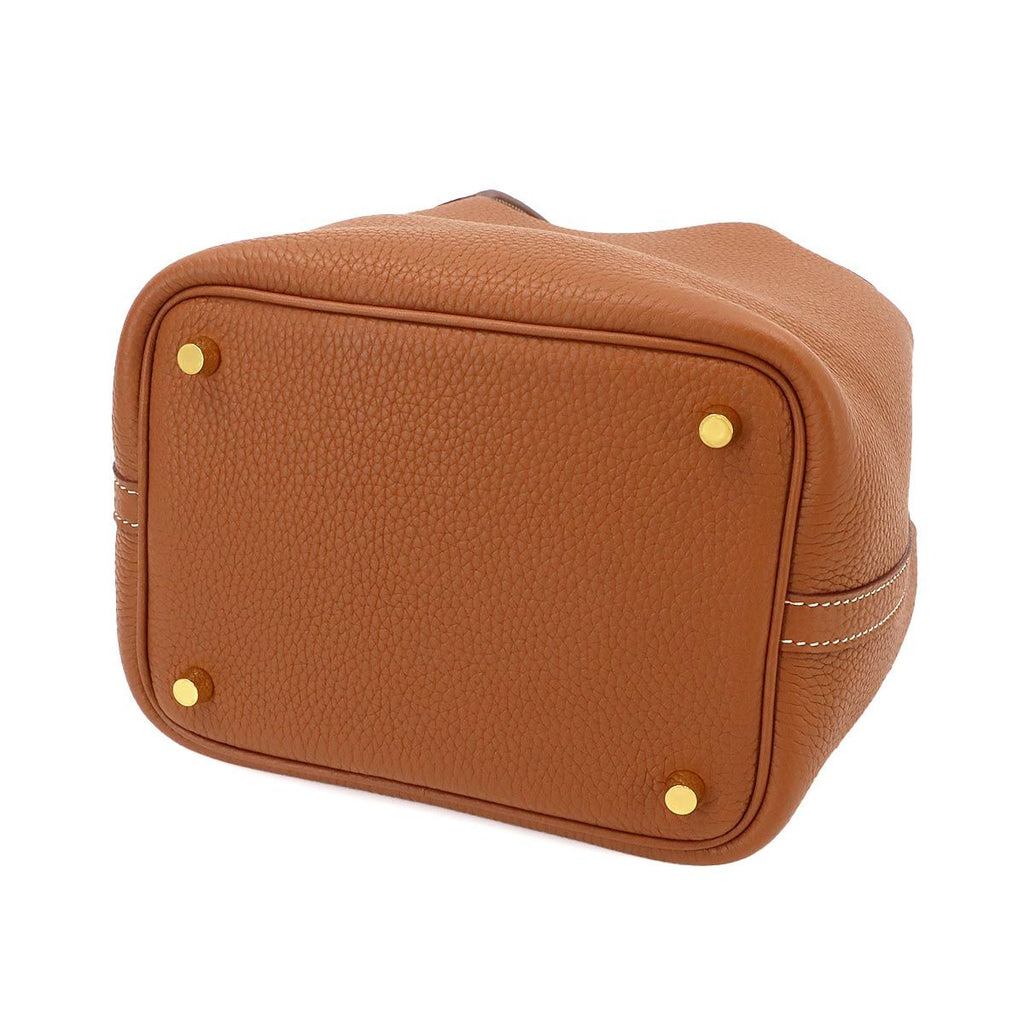 Hermes Picotin Lock PM Hand Bag Taurillon Clemence Gold — view 5